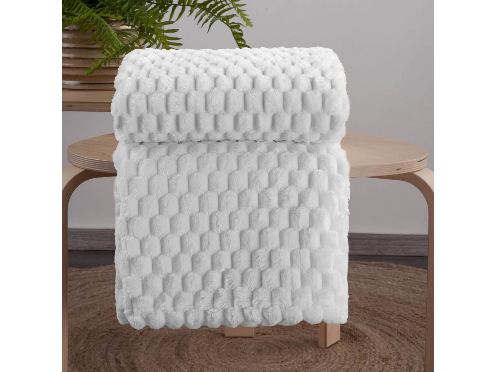 3D mäkká štrukturovaná deka - Cindy 6 biela, 150 x 200 cm